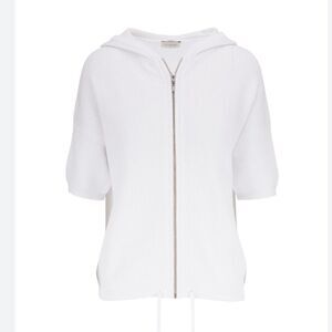 Kinross White Easy Rib Front Zip Hoodie